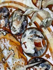 Walnut and amber panels by Alphonse Mucha "Zodiac"